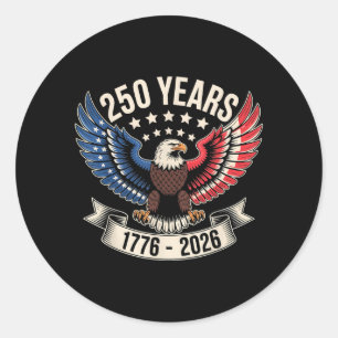 Adesivo Redondo Águia Patriótica Americana Vintage 250 Anos 250º