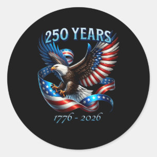Adesivo Redondo Águia Patriótica e Bandeira 250 Anos 1776-2026