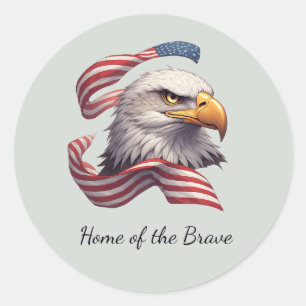 Adesivo Redondo Águia Patriótica Lar dos Bravos, Bandeira American