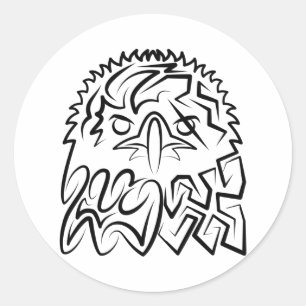 Adesivo Redondo Águia Tribal Negra