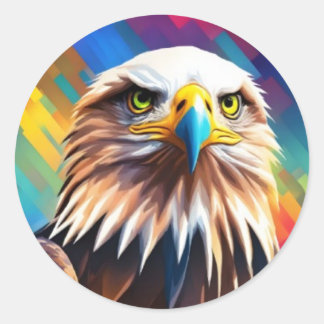 Adesivo Redondo Águila Calva Colorida