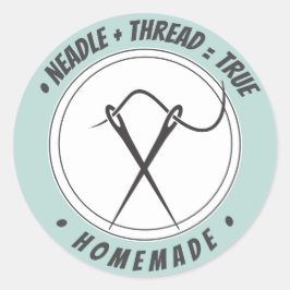 Adesivo Redondo Agulha+tread=verdadeira Homemade em verde-mintverd