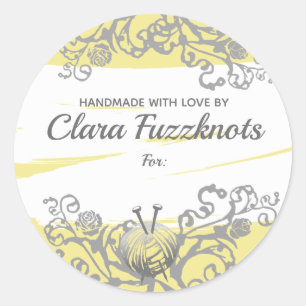 Adesivo Redondo Agulhas de confecção de malhas do fio handmade c