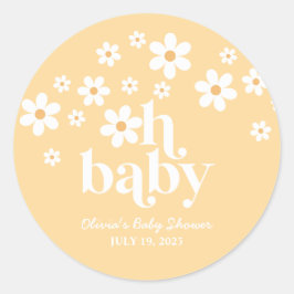 Adesivo Redondo Ah, bebê! boho Daisy festa de bebê amarelo