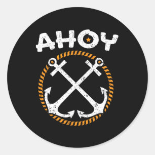 Adesivo Redondo Ah Capitão do Navio Marinheiro Náutico Velejador B