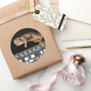 Adesivo Redondo AH Joy... É um menino! Foto do bebê