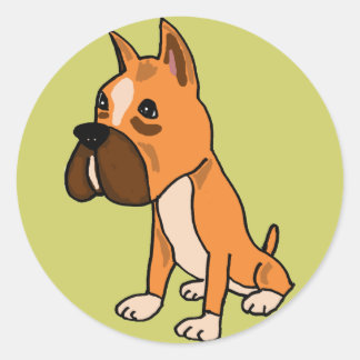 Adesivo Redondo AHL - Autocolantes com Cachorro-Boxeiro Bonito