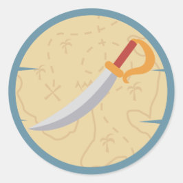 Adesivo Redondo Ahoy Ali! Festa de aniversário Pirate Boy