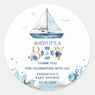 Adesivo Redondo Ahoy é um Chá de fraldas