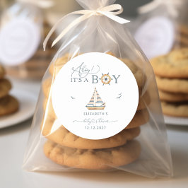 Adesivo Redondo Ahoy, é um Chá de fraldas de veleiro náutico