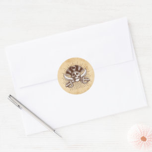 Adesivo Redondo Ahoy Lá Pirata Aniversário Envelope Selo