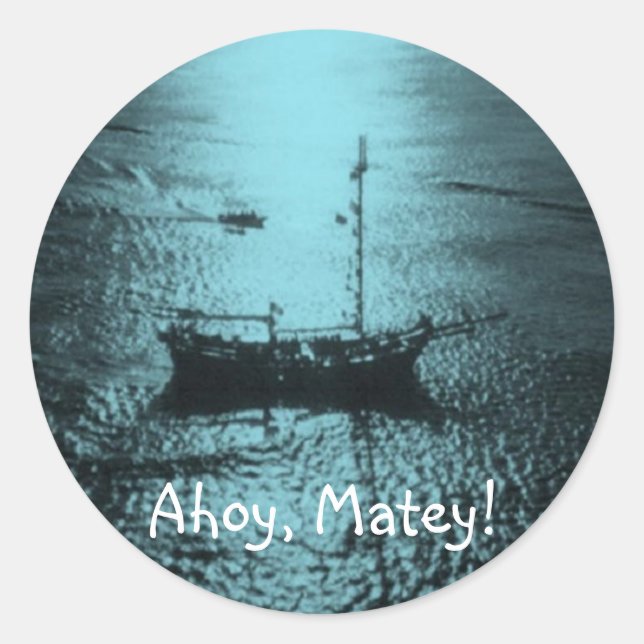 Adesivo Redondo Ahoy Matey envelope sela azul (Frente)