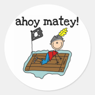 Adesivo Redondo Ahoy Matey Pirata