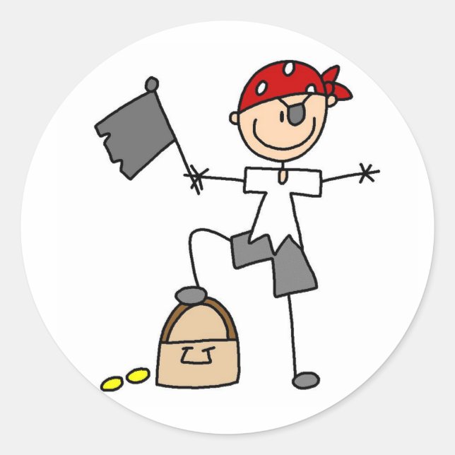 Adesivo Redondo Ahoy Matey Pirate Sticker (Frente)