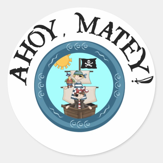 Adesivo Redondo Ahoy Matey Stickers (Frente)