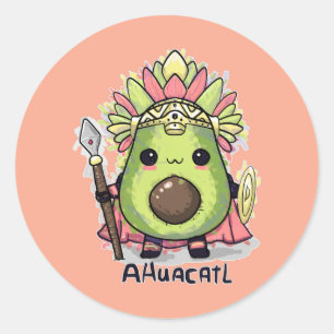 Adesivo Redondo Ahuacatl Aztec Warrior Avocado