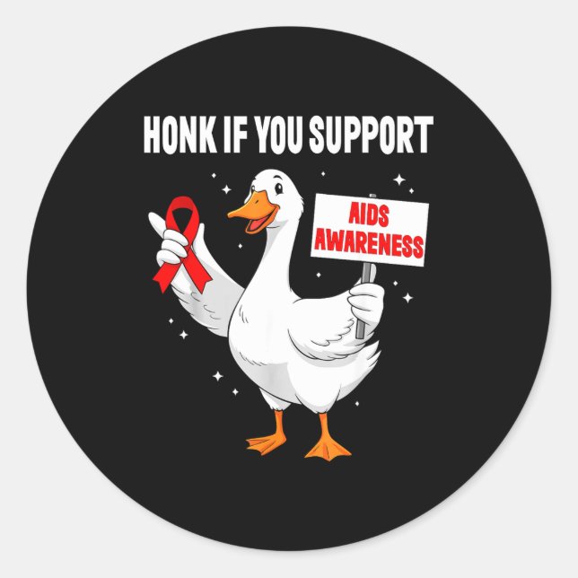 Adesivo Redondo Aids_hiv Awareness Funny Goose World Aids Day Red  (Frente)