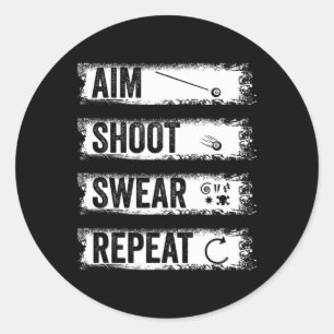 Adesivo Redondo Aim Shoot Swear Repetir Novamente Belo Bilhar Pisc