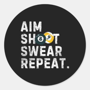 Adesivo Redondo Aim Shoot Sweot Repetir Repito Jogador de Piscina