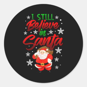 Adesivo Redondo Ainda Acredito Na Camisa De Natal Do Papai Noel Ho