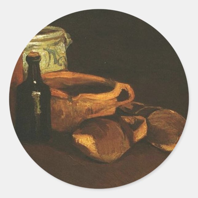 Adesivo Redondo Ainda com os Clogs e Potes, Van Gogh (Frente)