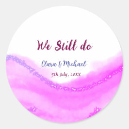 Adesivo Redondo Ainda fazemos glitter de aquarela rosa roxo brilho