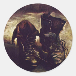 Adesivo Redondo Ainda um par de sapatos por Vincent van Gogh