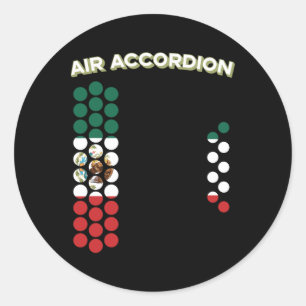 Adesivo Redondo Air Accordion Mexico Flag Cinco De Mayo Music Gift