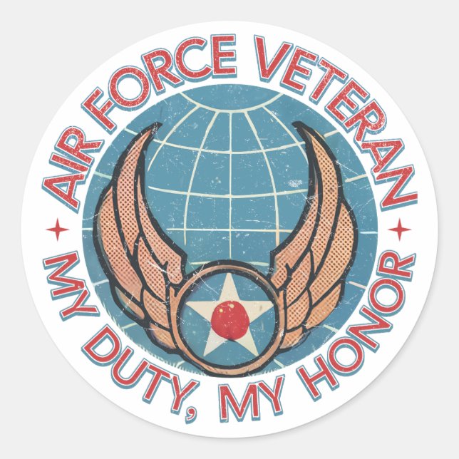 Adesivo Redondo Air Force Veteran (Frente)