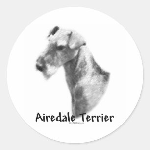 Adesivo Redondo Airedale Terrier Charcarboneto Sticker