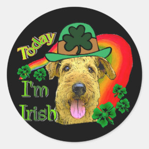 Adesivo Redondo Airedale Terrier St Patricks