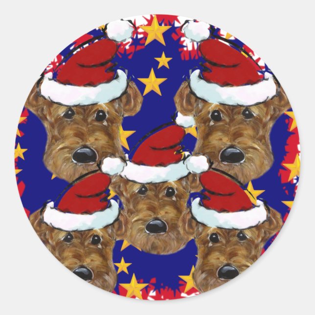 ADESIVO REDONDO AIREDALE TERRIERS (Frente)