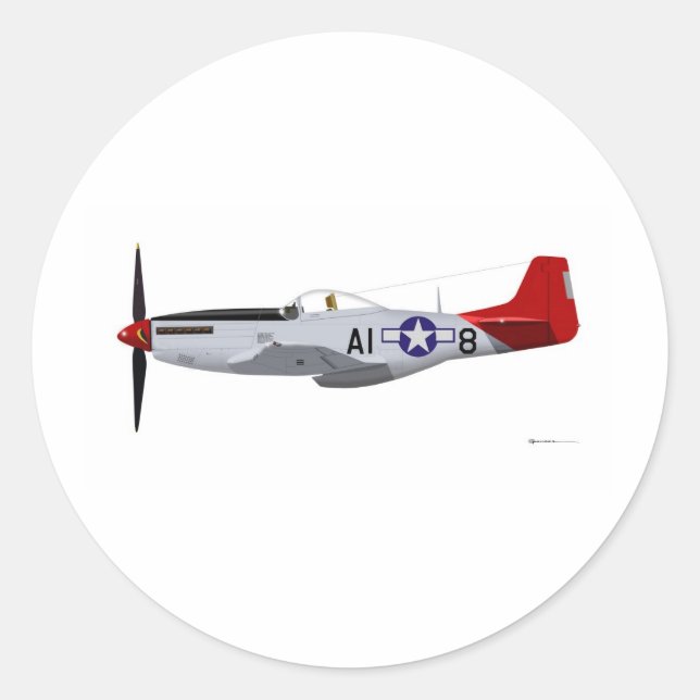 Adesivo Redondo Airmen P-51D Mustang Tuskegee (Frente)