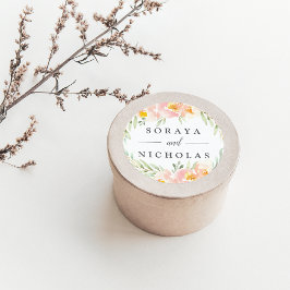 Adesivo Redondo Airy Floral Wreath Wedding