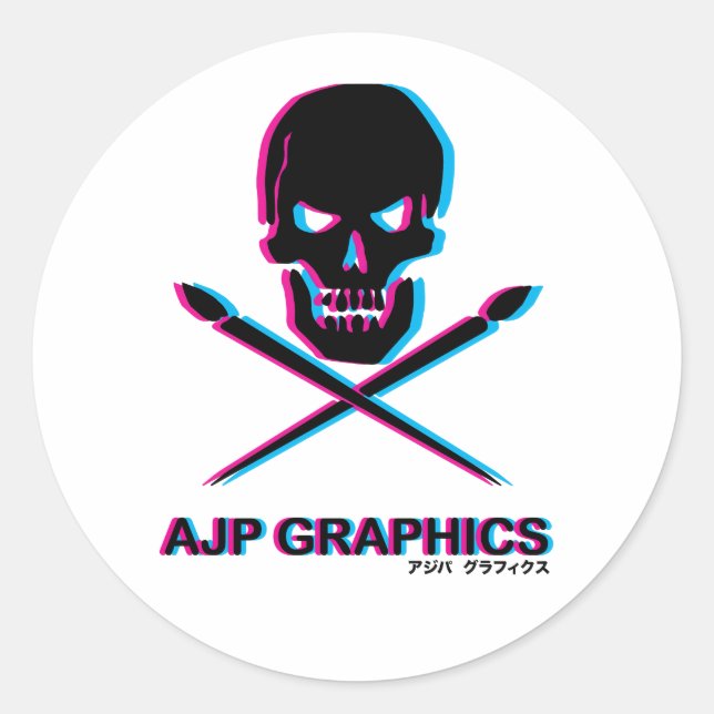 ADESIVO REDONDO AJP GRAPHICS SKULL 3D STICKER SET (Frente)
