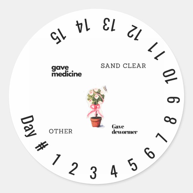 Adesivo Redondo ajuda a contar os dias dos medicamentos (Frente)