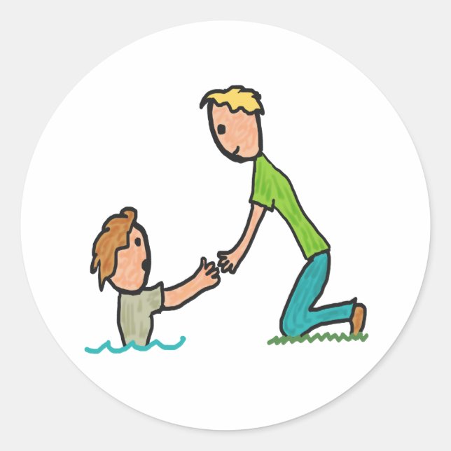 Adesivo Redondo Ajuda na Mão (Frente)