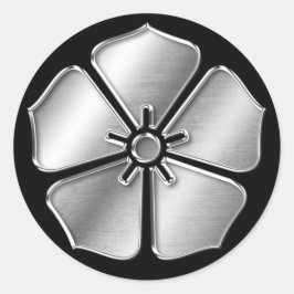 Adesivo Redondo Akechi Clan Kamon Silver Chrome