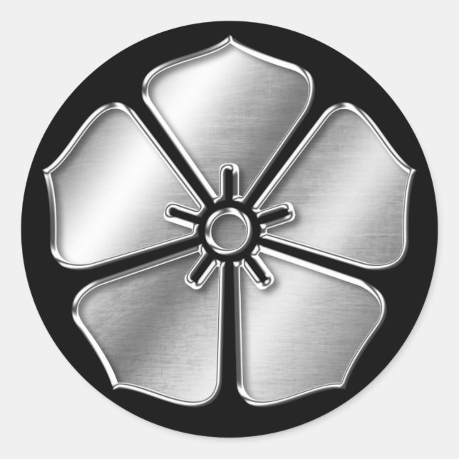 Adesivo Redondo Akechi Clan Kamon Silver Chrome (Frente)