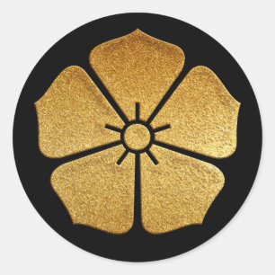Adesivo Redondo Akechi Kamon Toki Kikyo em Dourado