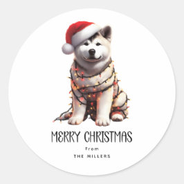 Adesivo Redondo Akita Christmas Dog