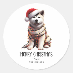 Adesivo Redondo Akita Christmas Dog