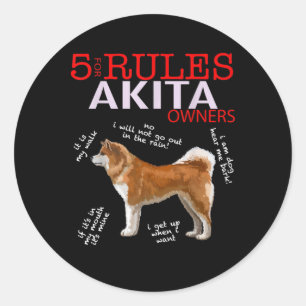 Adesivo Redondo Akita Dog   5 Regras Akita Dog Owner