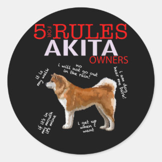 Adesivo Redondo Akita Dog | 5 Regras Akita Dog Owner