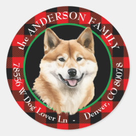 Adesivo Redondo Akita Inu Dog Buffalo Xadrez Endereço de Devolução