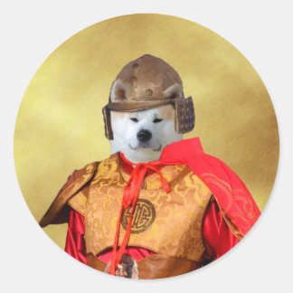 Adesivo Redondo Akita Inu Samurai Sticker