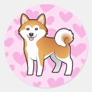 Adesivo Redondo Akita Inu / Shiba Inu Love