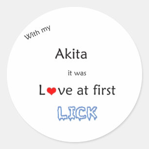 Adesivo Redondo Akita Love no First Lick Sticker