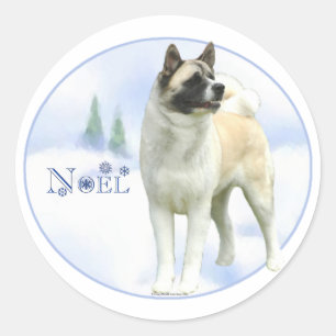 Adesivo Redondo Akita Noel Stickers