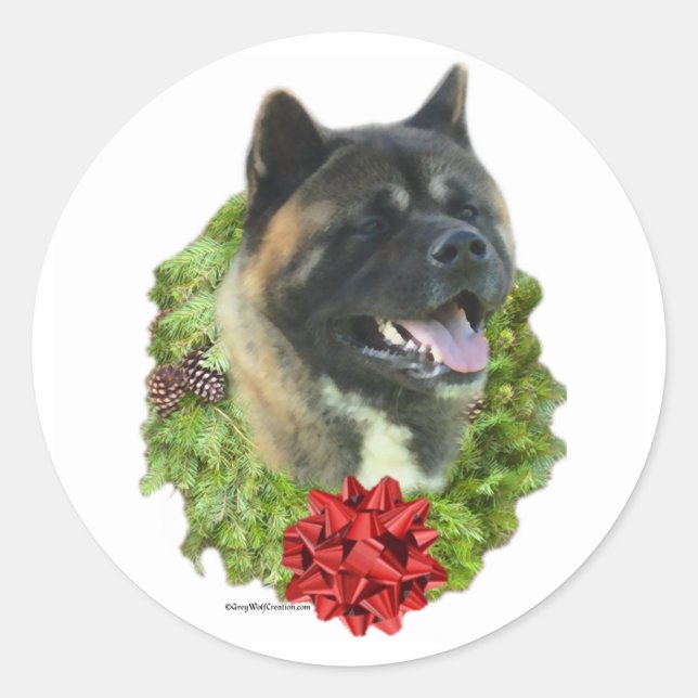 Adesivo Redondo Akita Wreath - Sticker (Frente)